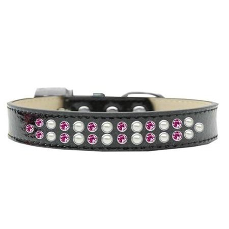 UNCONDITIONAL LOVE Two Row Pearl & Pink Crystal Dog CollarBlack Ice Cream Size 12 UN756545